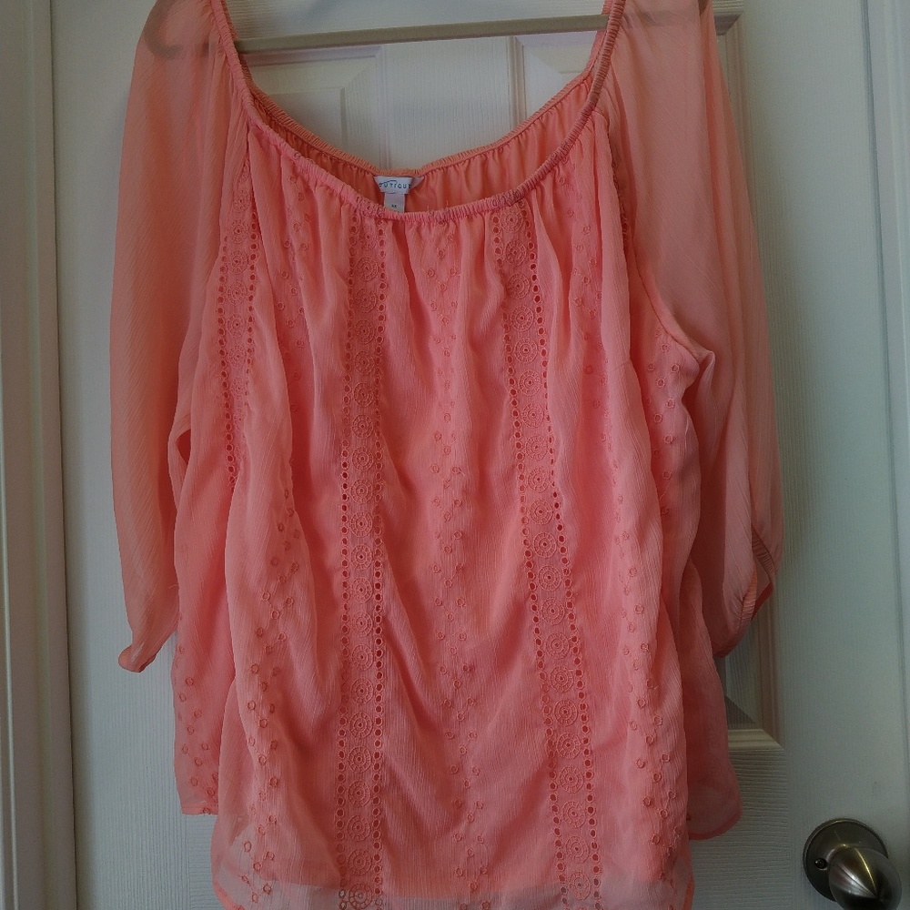 Boutique 3x peach blouse